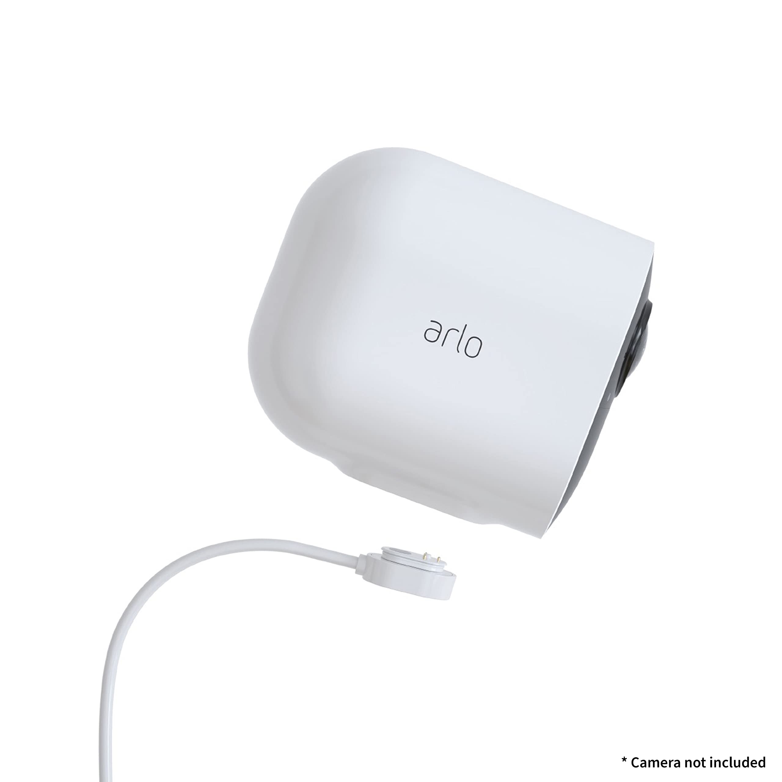 Arlo power adapter ensures easy, secure charging outdoors.