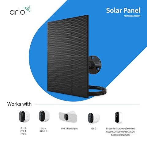 Arlo Solar Panel Charger 8-foot cable for versatile outdoor setup.