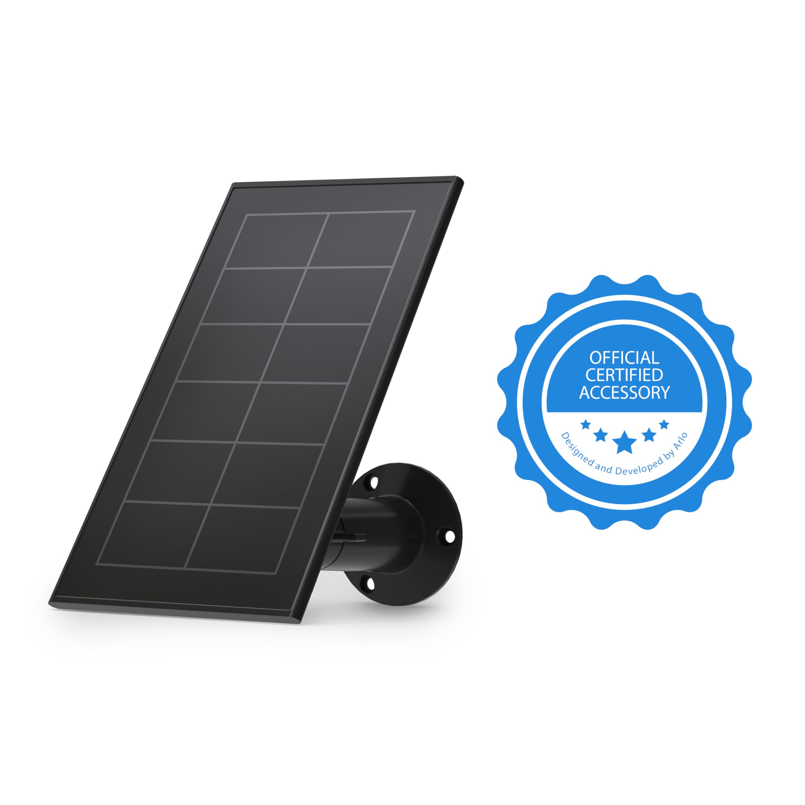 Arlo Solar Panel Charger with adjustable mount helps optimize sun exposure.