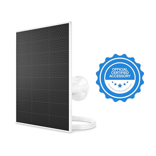 Arlo Solar Panel Charger White with 8-foot cable, enabling easy setup away from outlets.