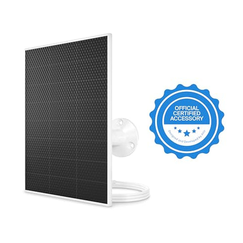 Arlo Solar Panel Charger White with 8-foot cable, enabling easy setup away from outlets.
