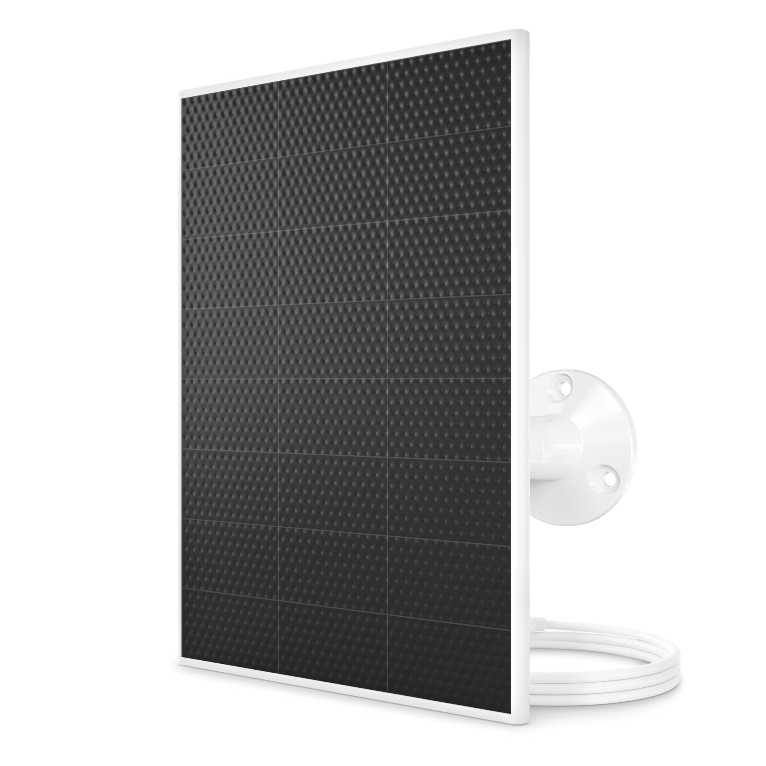 Arlo Solar Panel Charger (White) mounted outdoors with adjustable 360° mount for flexible placement.