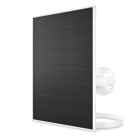 Arlo Solar Panel Charger (White) mounted outdoors with adjustable 360° mount for flexible placement.