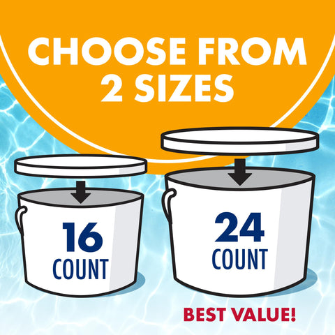 Arm & Hammer 24-count bucket shown for pool balancing supplies.