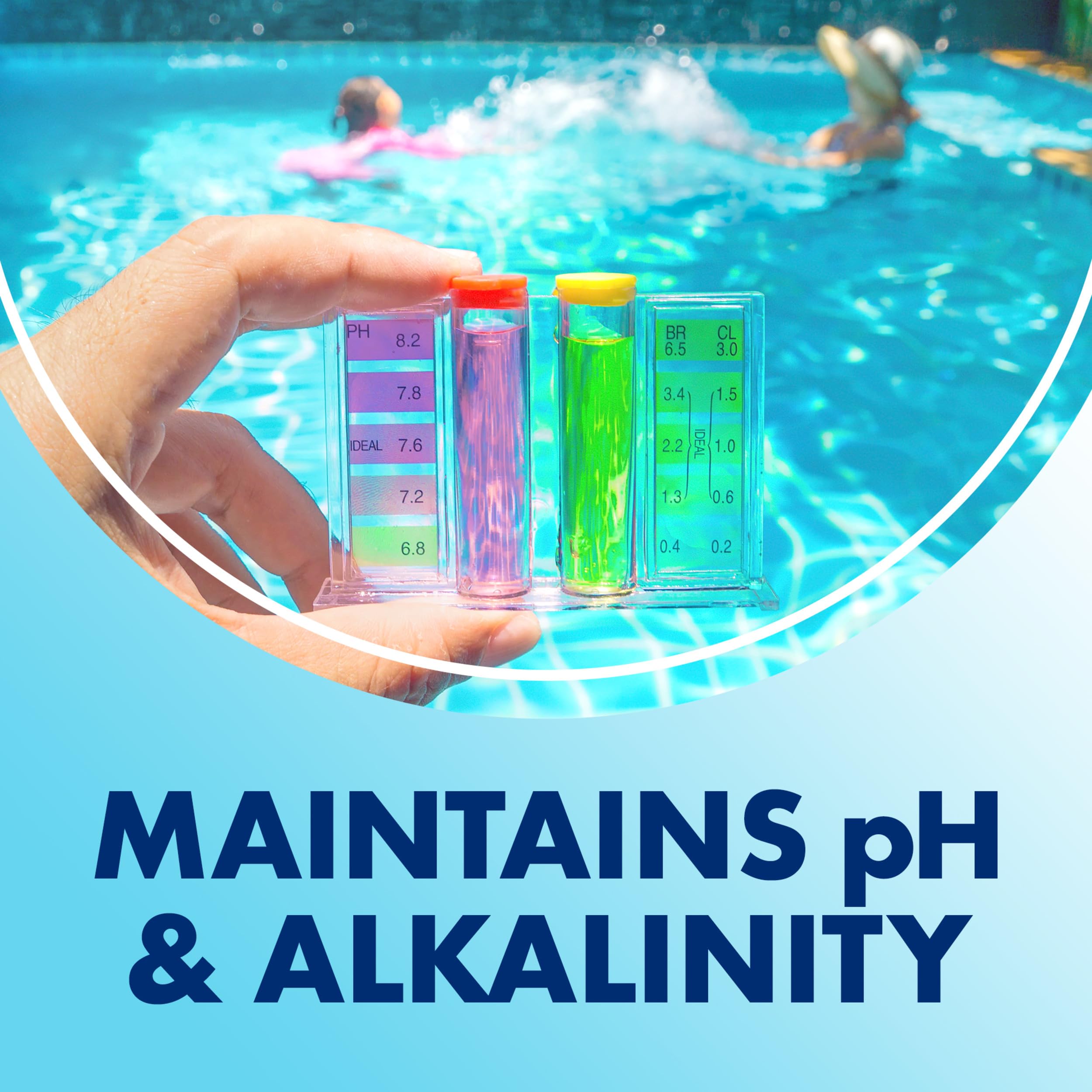 Arm & Hammer Clear Balance tablets balance alkalinity and pH in pool water.