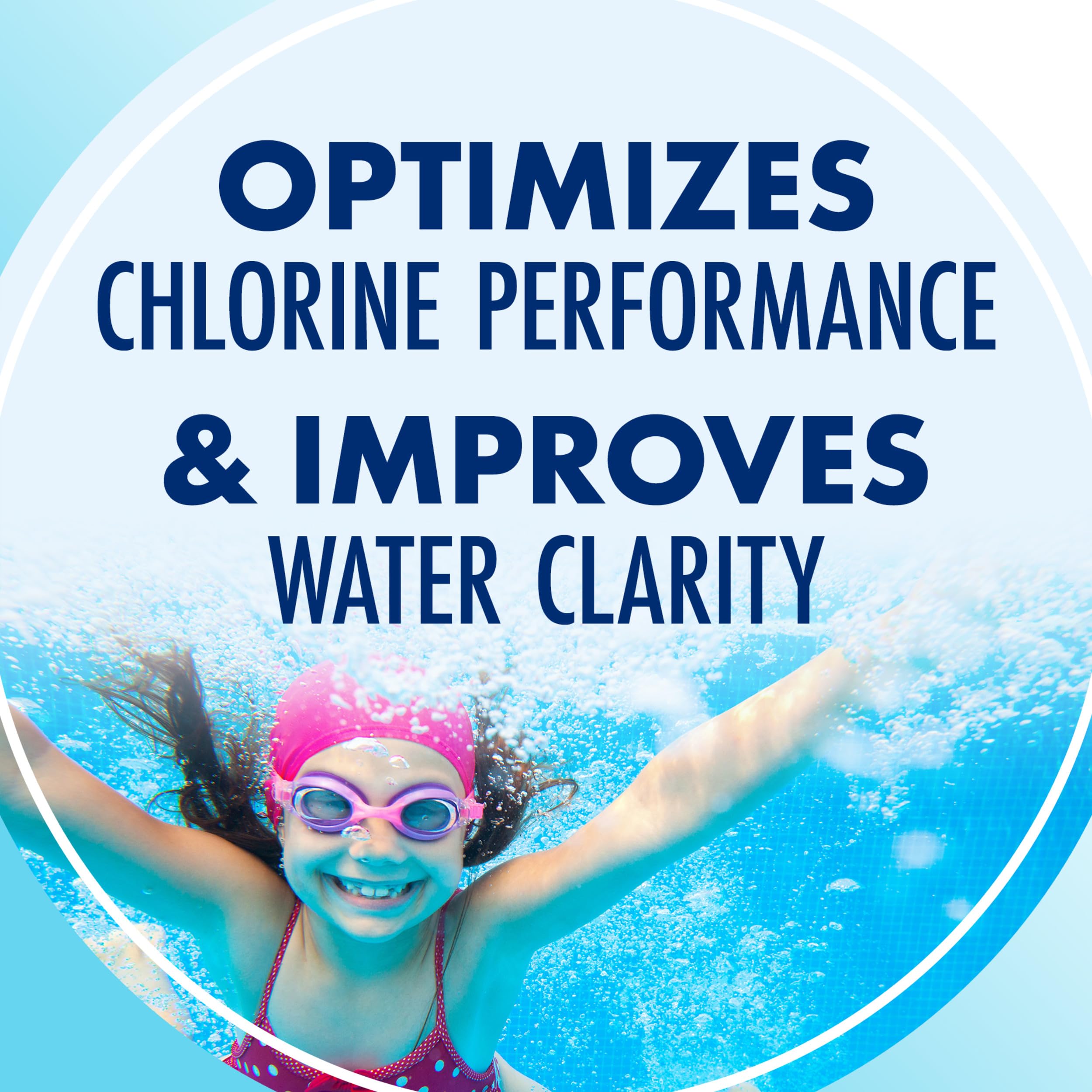 Arm & Hammer Clear Balance tablets dissolving alongside chlorine tablets for balance.