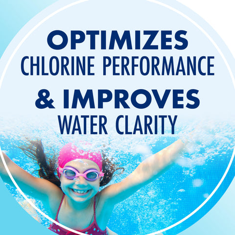 Arm & Hammer Clear Balance tablets dissolving alongside chlorine tablets for balance.