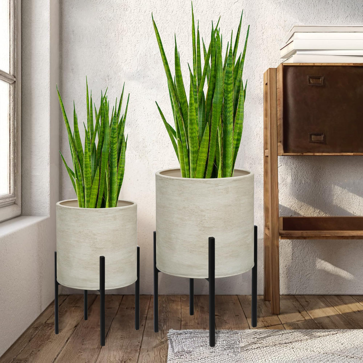 ARNIS modern plant pots 21-inch with stand showcase contemporary style for large plants.