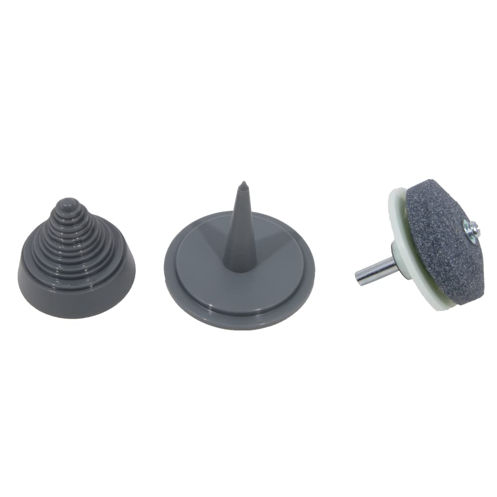 Arnold BSK-1 balancer in use helps maintain balanced blades after sharpening.