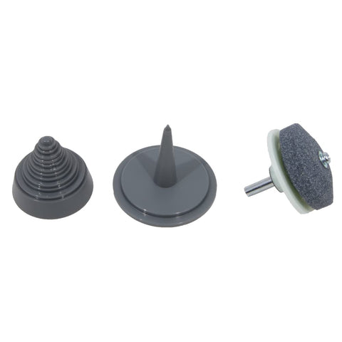 Arnold BSK-1 balancer in use helps maintain balanced blades after sharpening.