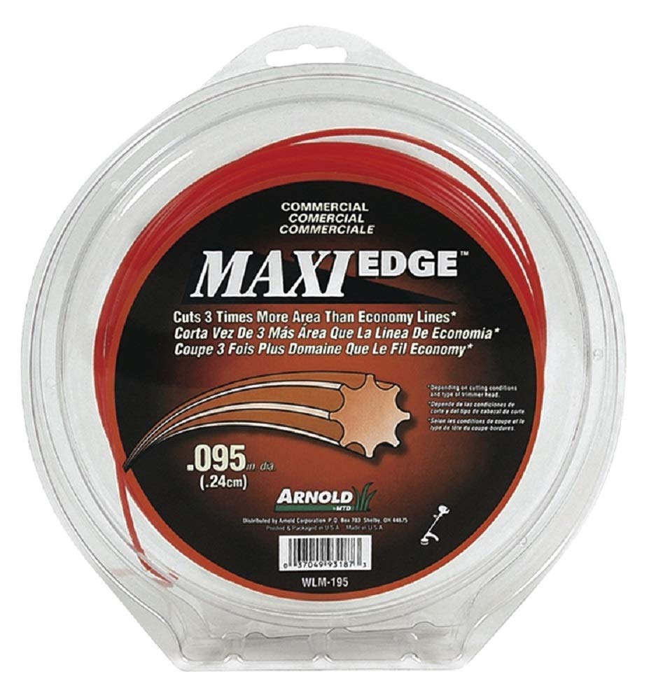 Arnold Maxi-Edge trimmer line, 0.095 inch, universal fit for tough lawn edging.