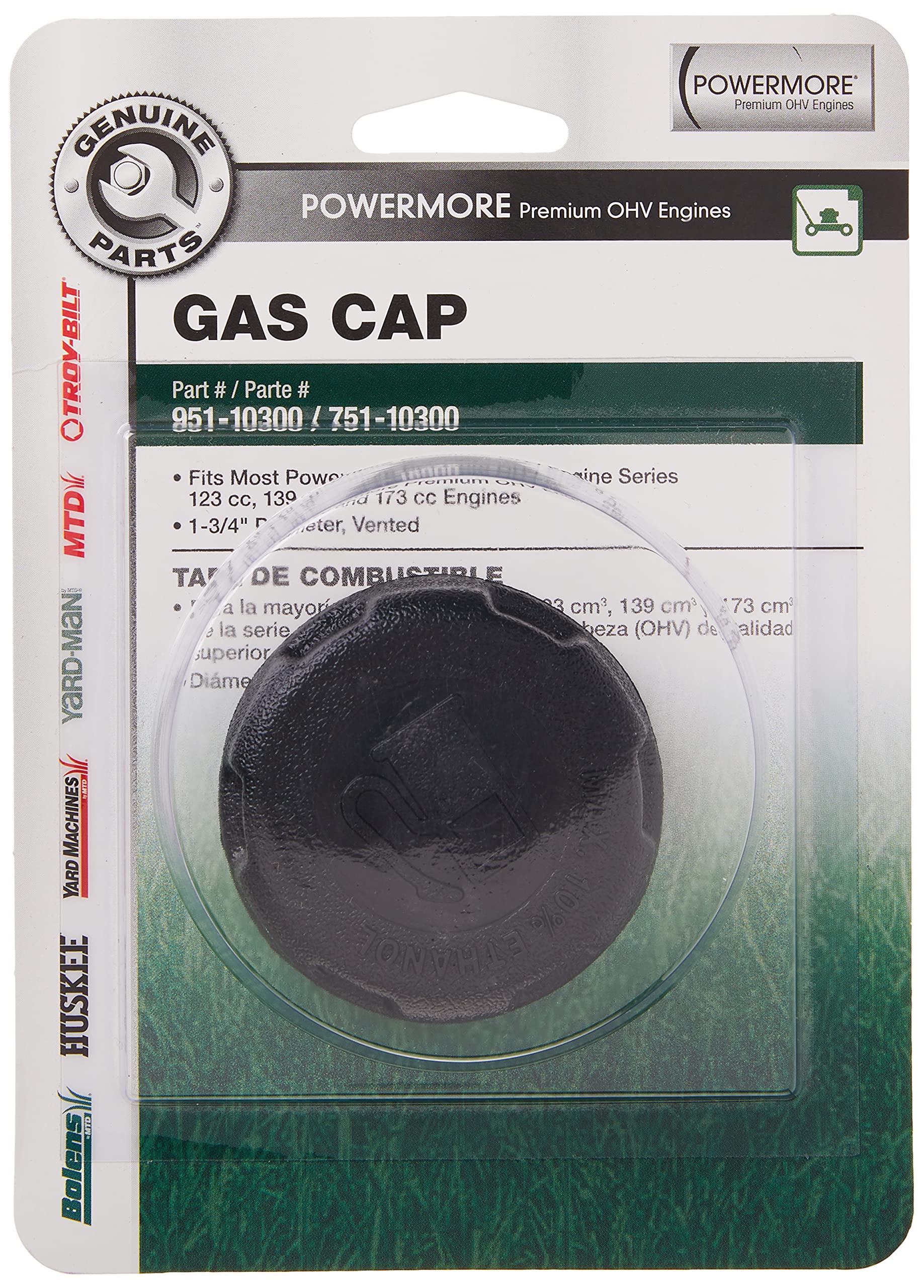 Arnold gas cap bottom view reveals precise threading for easy install.