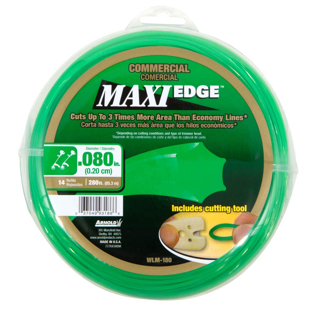 Arnold WLM-180 blue trimmer line reel improves visibility for fast refills.