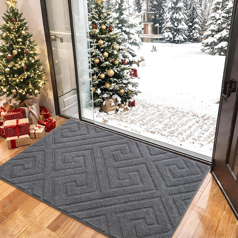 AROGAN door mat grey with non-slip rubber backing prevents slips.