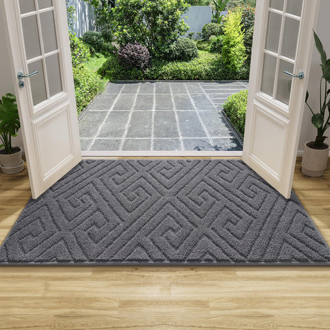 AROGAN low-profile doormat grey suits low clearance doors for easy entry.