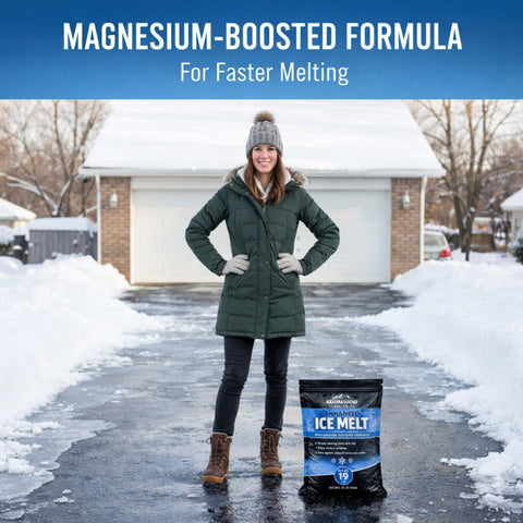 Aromasong Enhanced Magnesium Chloride Ice Melt spreader enables even application.