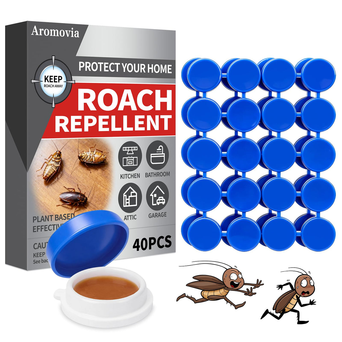 Aromovia Cockroach Gel Bait station—discreet placement for targeted roach control.