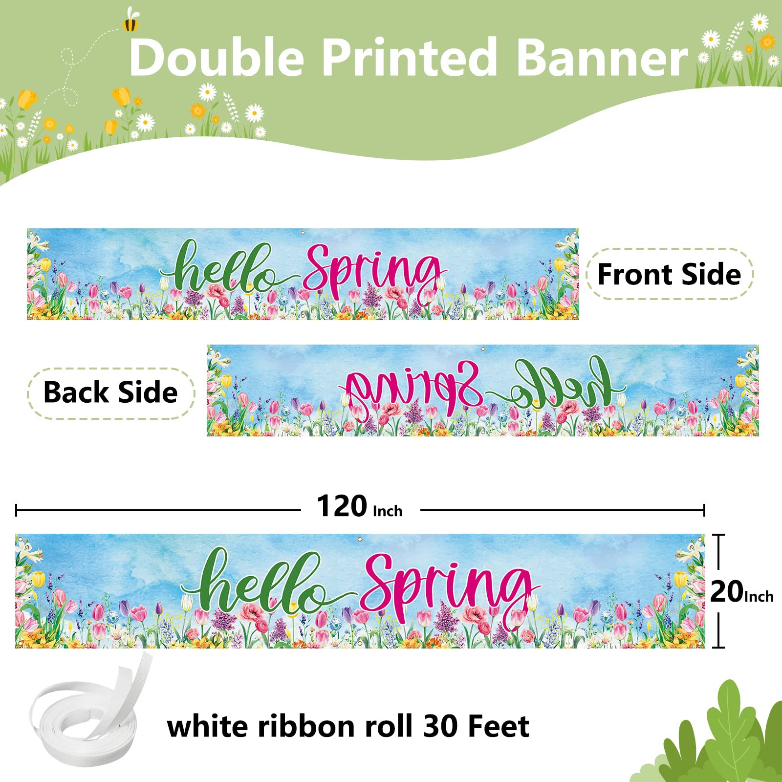 Arosche double-stitched banner with brass grommets for durable lawn or wall hanging