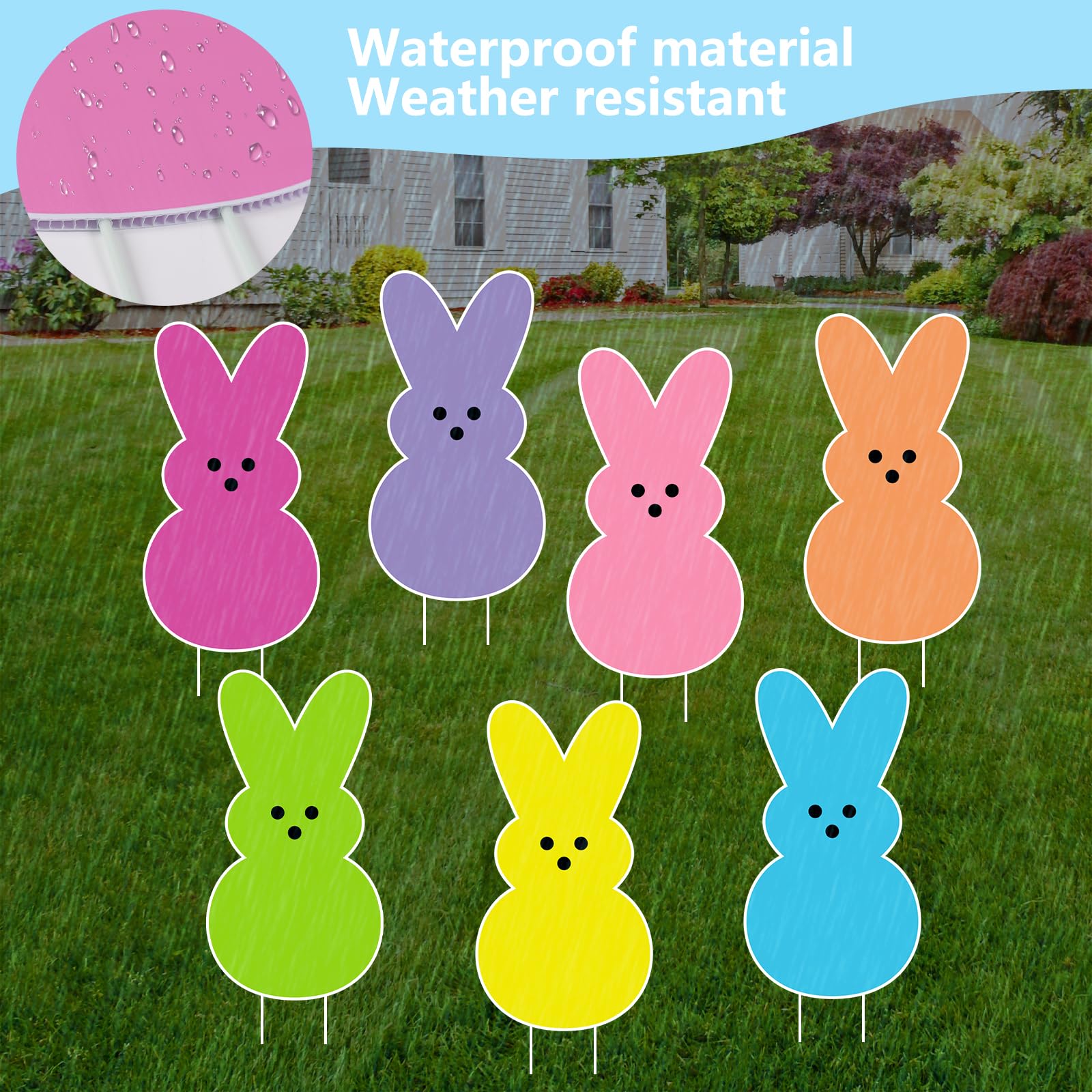 Arosche bright color printing keeps Easter signs vivid longer.