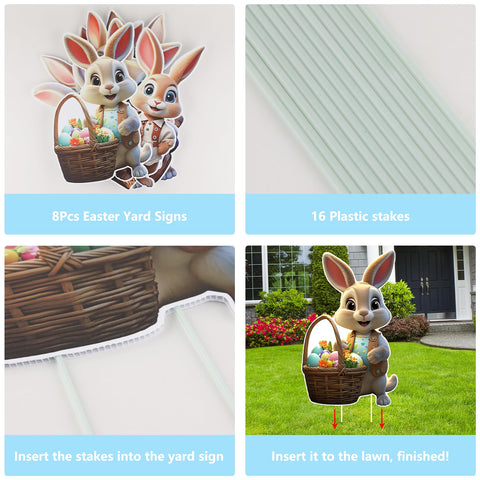 Bright color Easter bunny yard sign by Arosche enhances curb appeal.