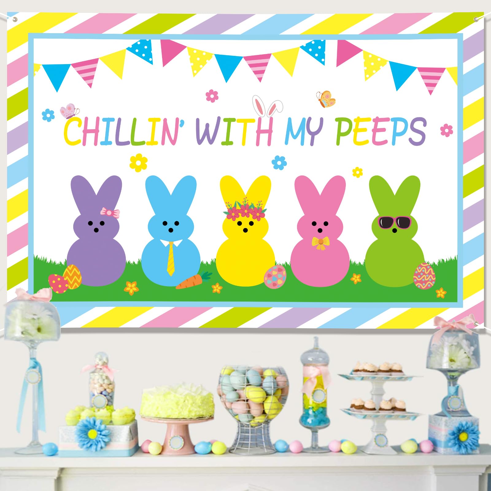 Arosche Easter backdrop Chillin With My Peeps design adds playful vibes to events