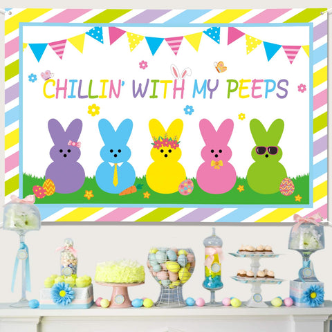 Arosche Easter backdrop Chillin With My Peeps design adds playful vibes to events