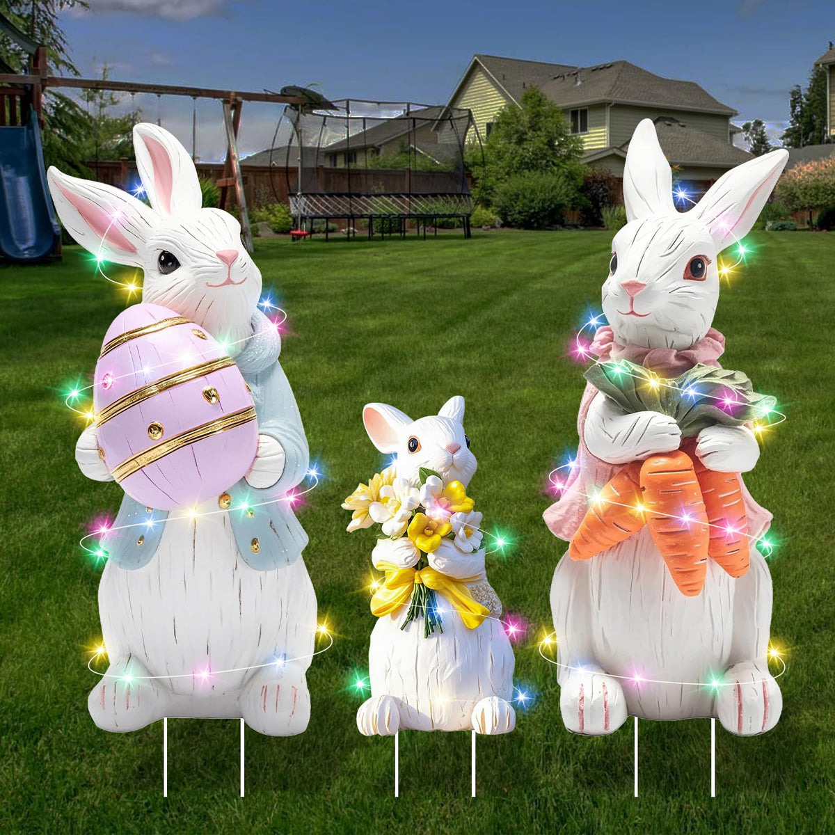 Arosche Easter bunny yard signs with stakes brighten your lawn for a festive welcome.
