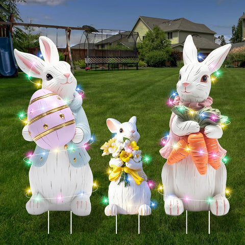 Arosche Easter bunny yard signs with stakes brighten your lawn for a festive welcome.