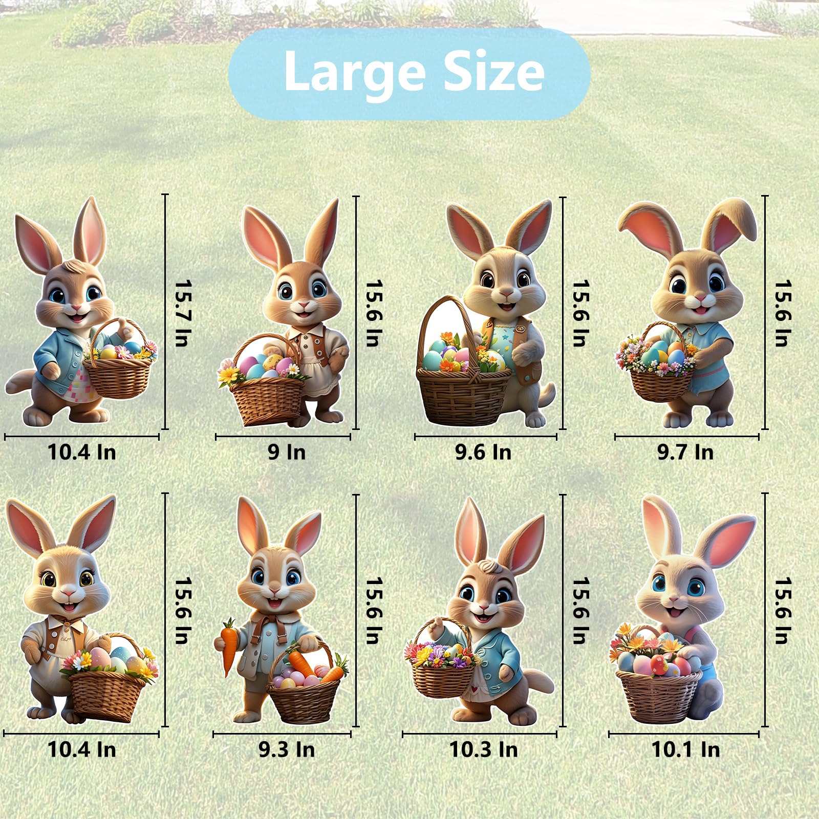 Arosche large Easter yard sign with stakes for easy lawn installation.