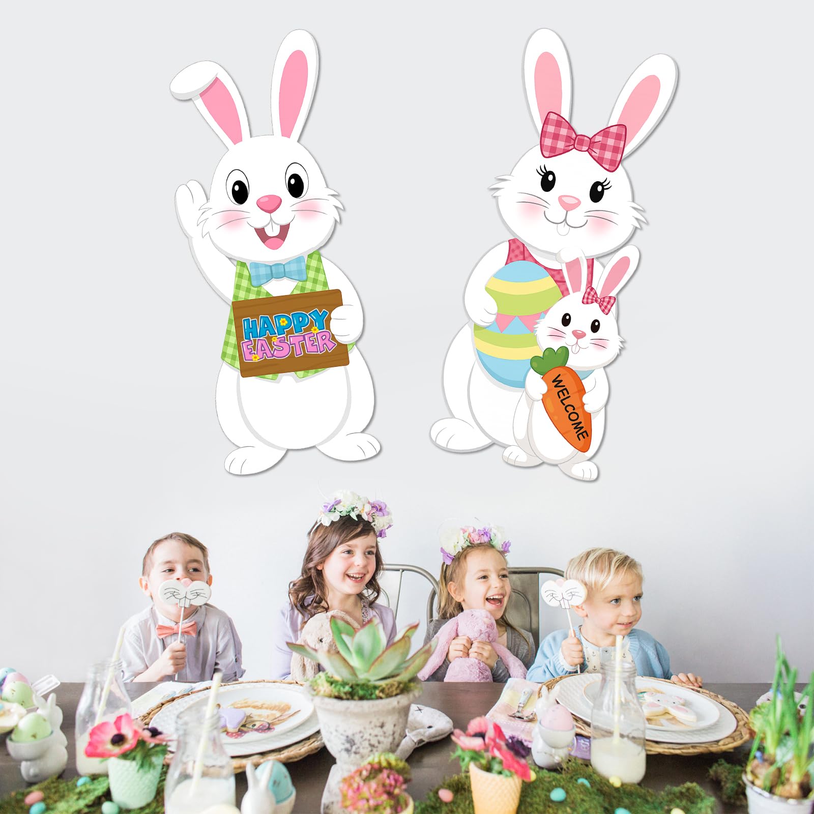 Arosche bunny yard sign ideal for outdoor Easter celebrations.
