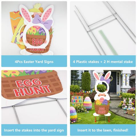 Arosche Easter yard sign made of waterproof material for all-weather use
