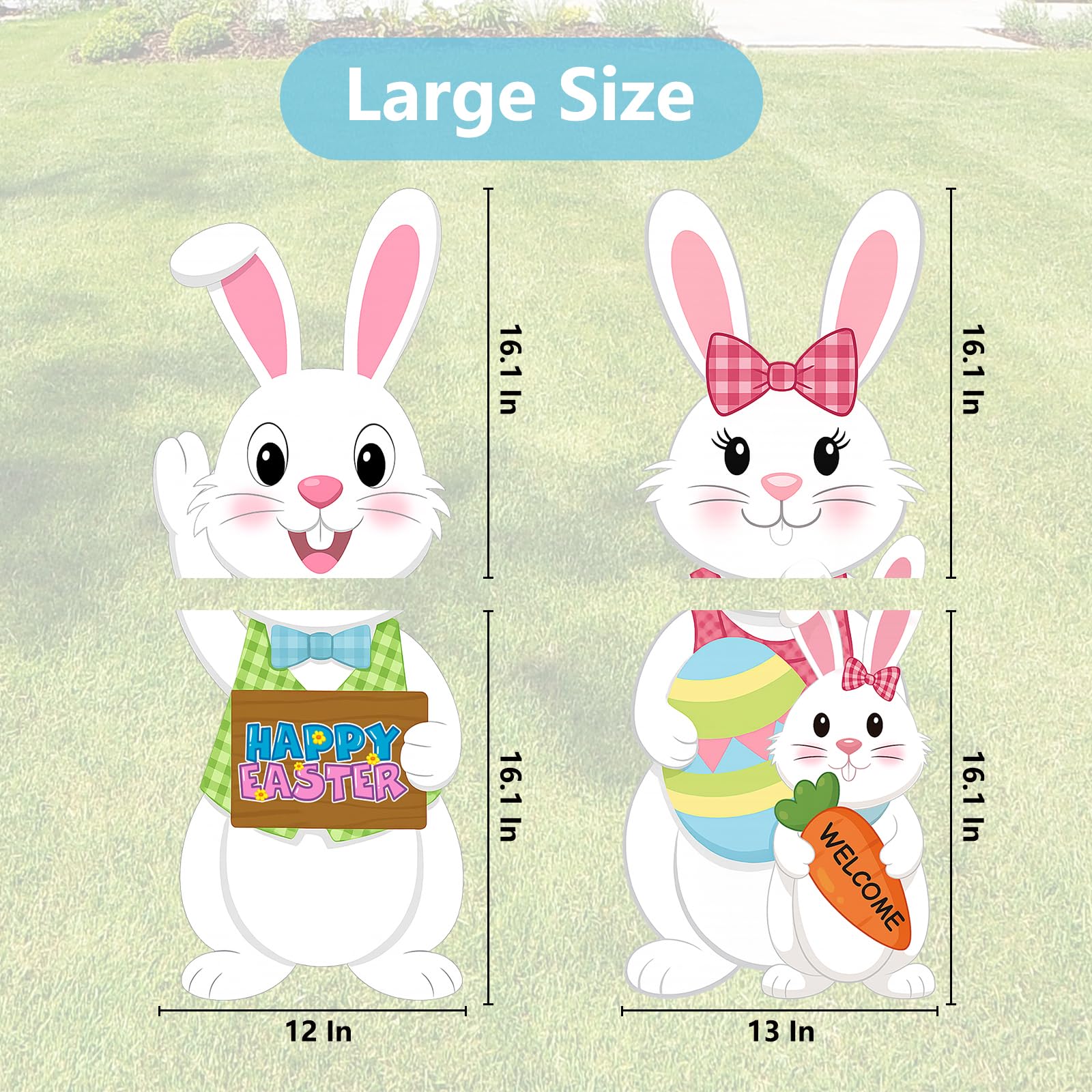 Arosche large Easter yard sign carrot motif enhances festive garden decor.