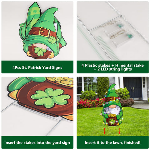 Arosche large St Patrick's Day yard decor with LED glow.