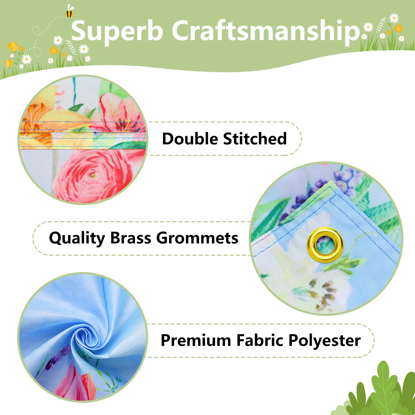 Arosche vivid color spring banner designed for outdoor garden and porch celebrations