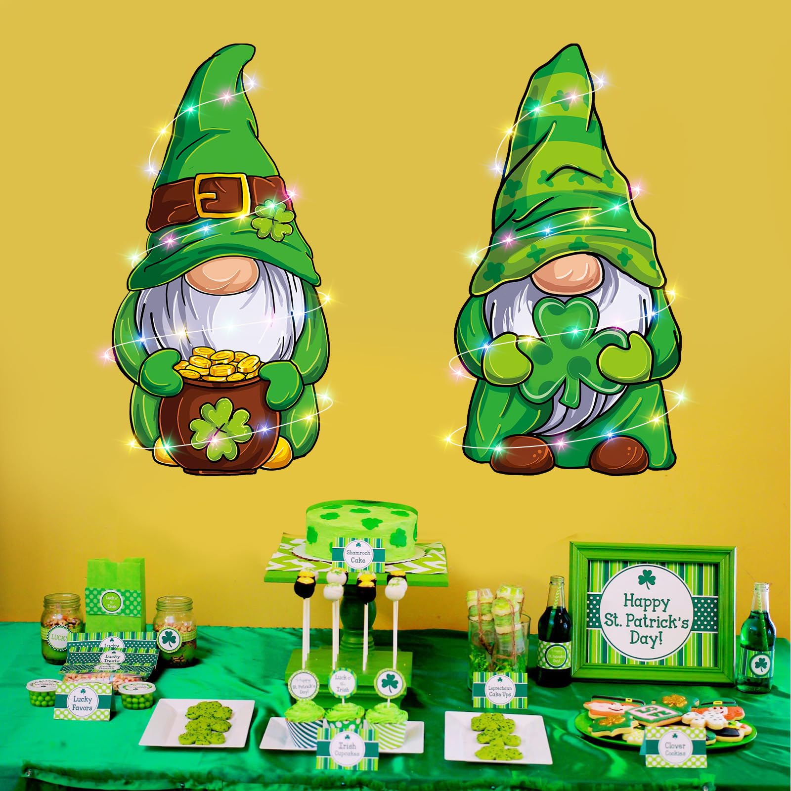 Arosche weatherproof St Patrick's gnome yard sign for garden.