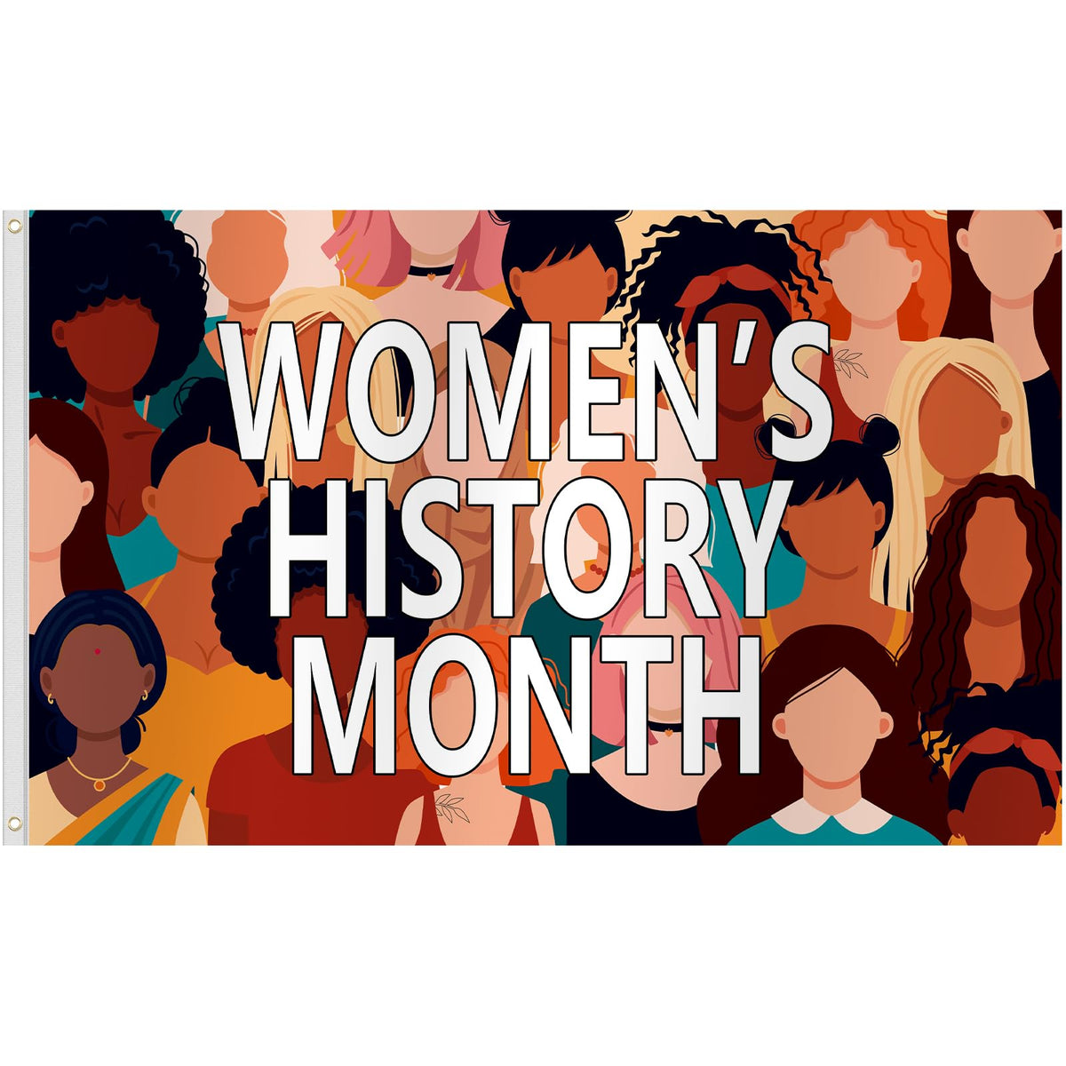 Arosche Women's History Month flag 3x5ft for outdoor display with fade-resistant colors.