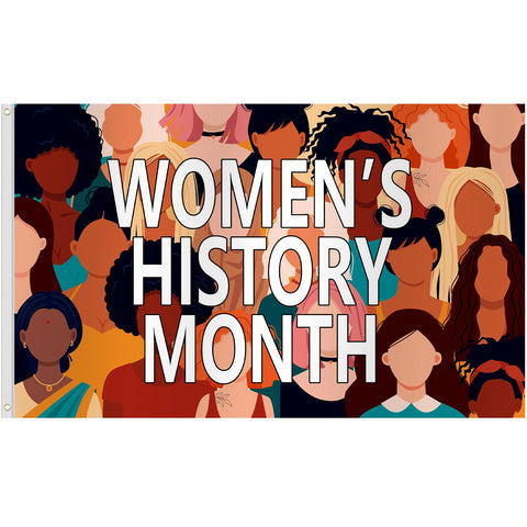 Arosche Women's History Month flag 3x5ft for outdoor display with fade-resistant colors.
