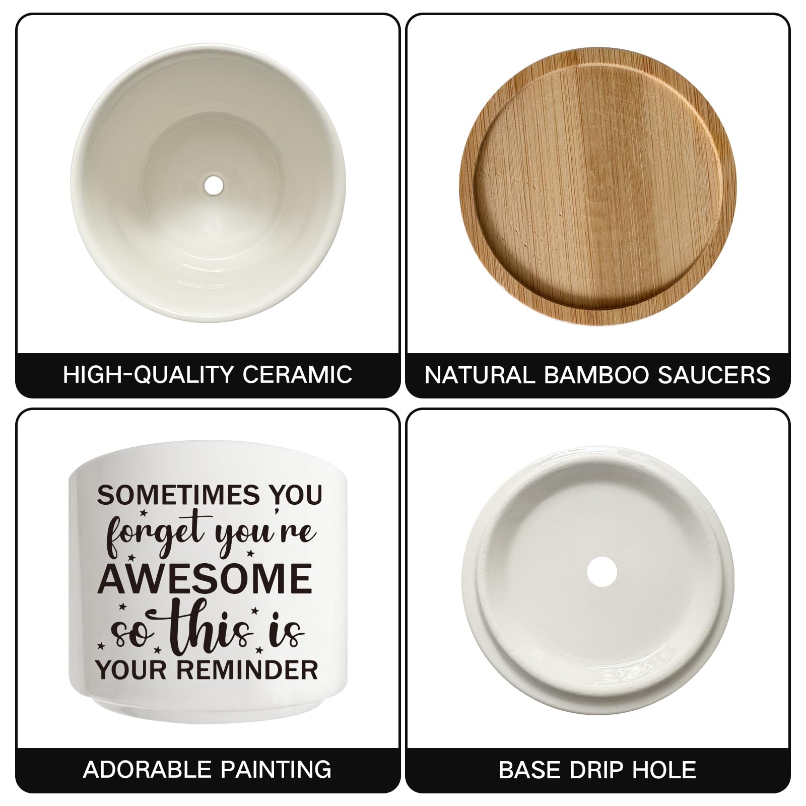 Arosedmo windowsill ceramic planter with bamboo tray enhances home display.
