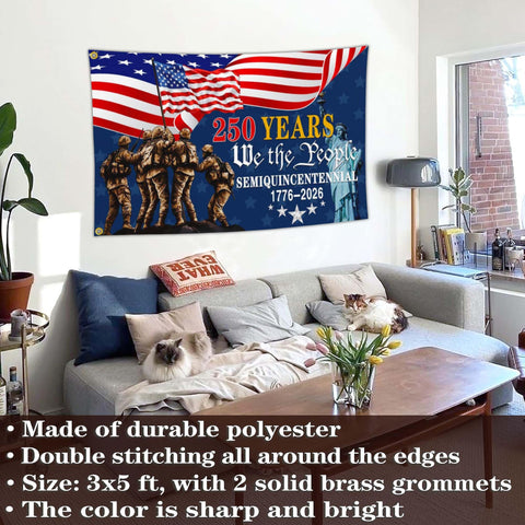 Aroxtms flag with brass grommets ready for outdoor flagpole display.