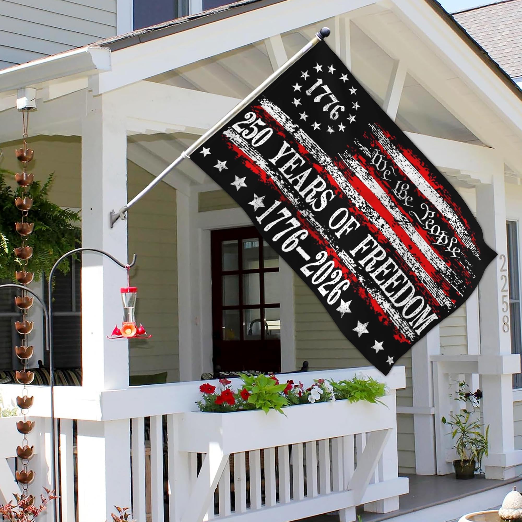 Aroxtms double-sided flag with 3-layer laminate for clear text on both sides