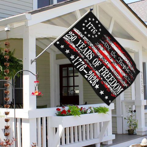 Aroxtms double-sided flag with 3-layer laminate for clear text on both sides