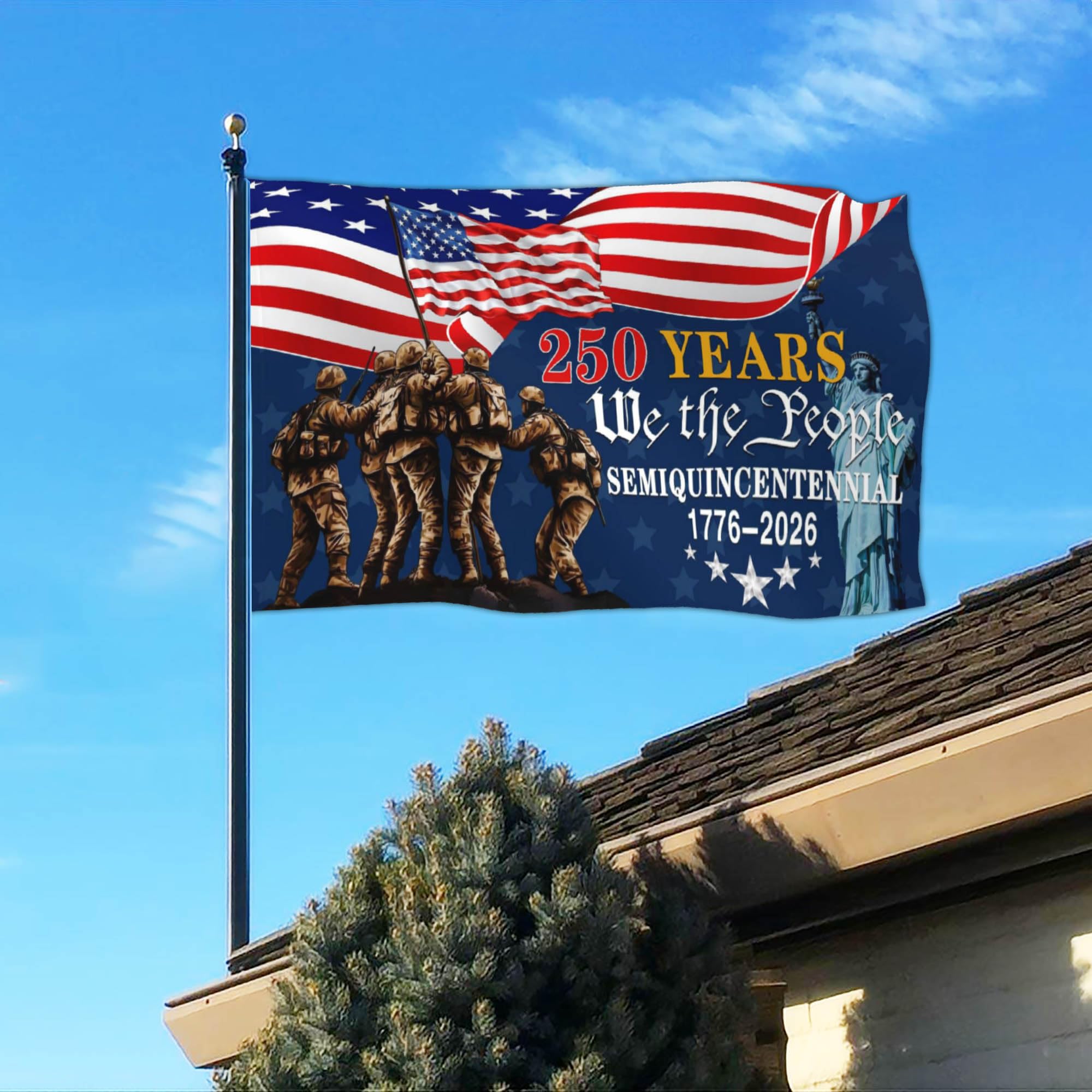 Aroxtms easy-to-hang flag supports year-round patriotic display.