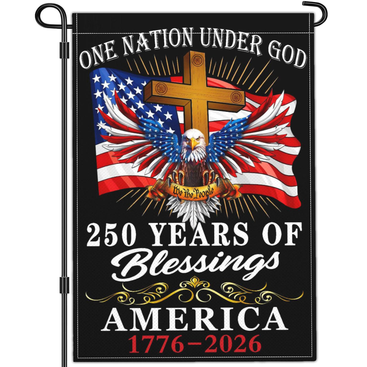 Aroxtms 250-year anniversary flag, 12x18, double-sided for outdoor display and visibility.
