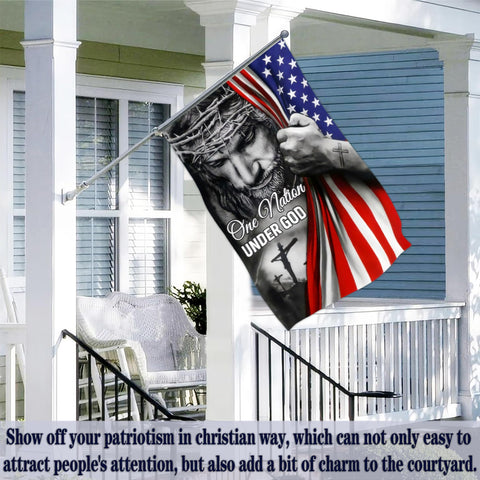 Aroxtms Christian USA flag outdoor, double-stitched for lasting color.