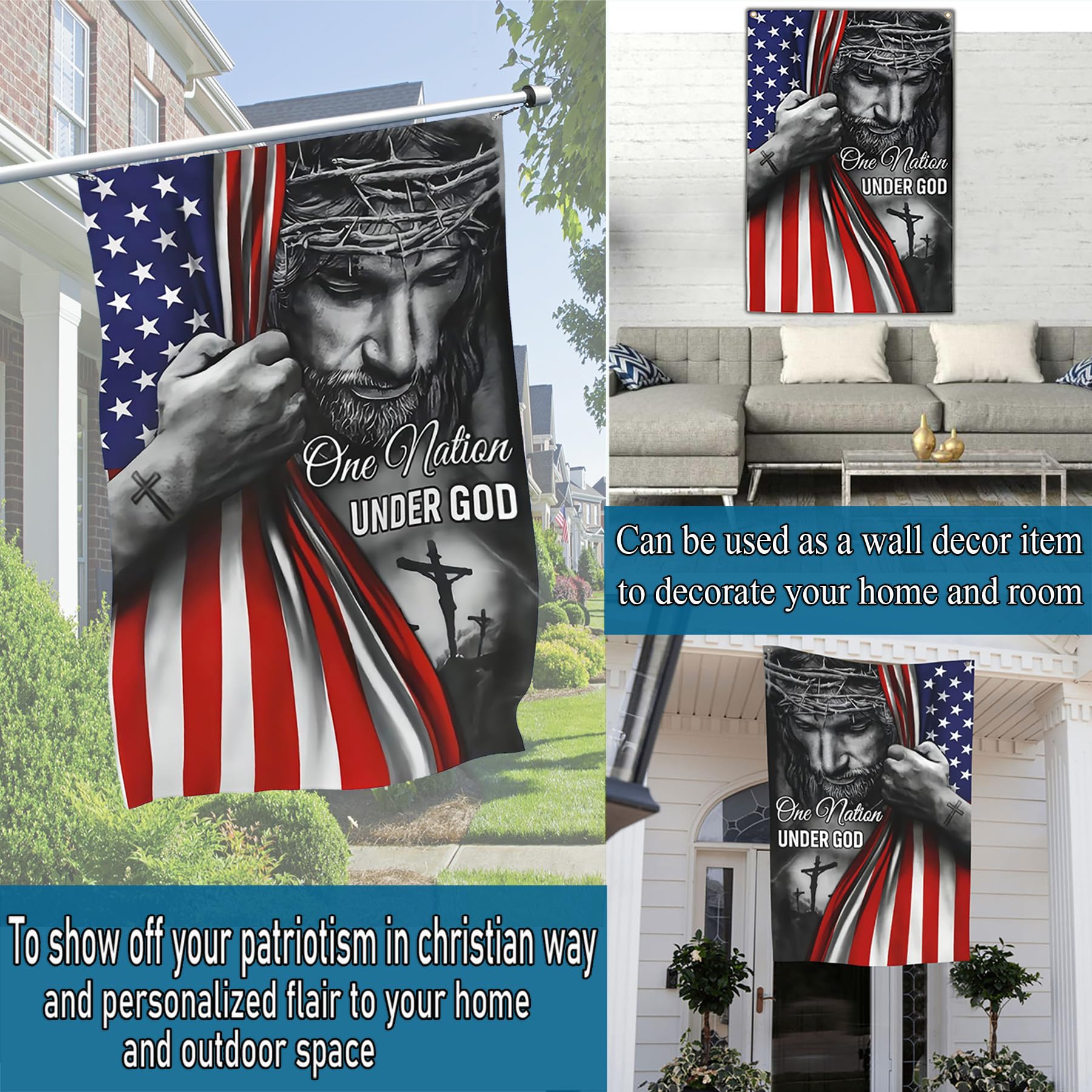 Aroxtms 3x5 flag with brass grommets, easy outdoor hanging.
