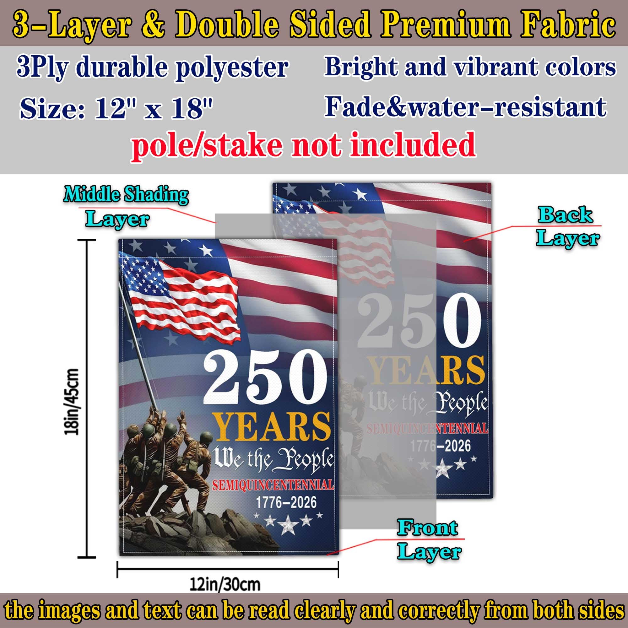 Aroxtms patriotic garden flag ready for 4th of July celebrations.