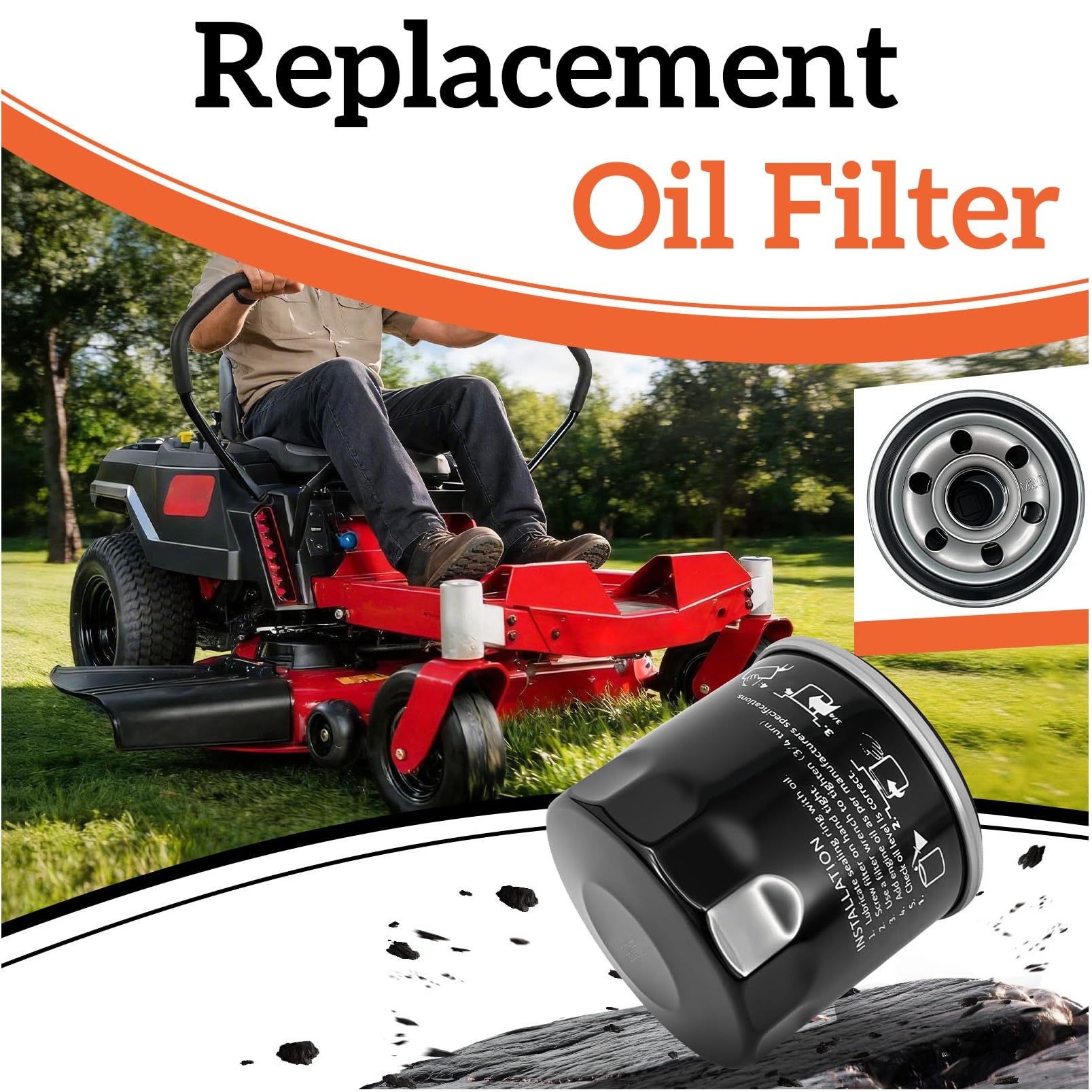 Arpisziv oil filter compatible with Toro ride-on mowers Timecutter.