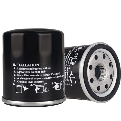 Arpisziv oil filter for Husqvarna mower, front view, helps protect engine by filtering contaminants.
