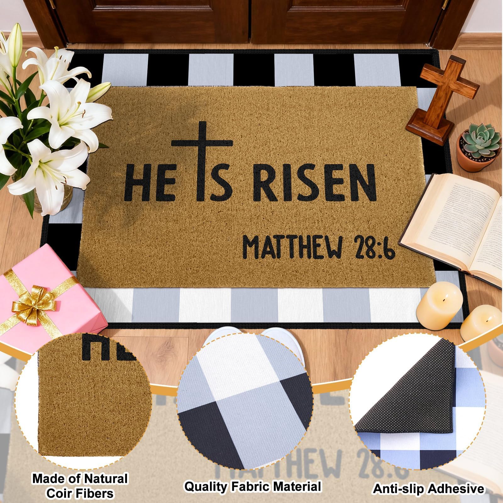 ARQRHTLY Easter entrance decor mat conveys seasonal welcome