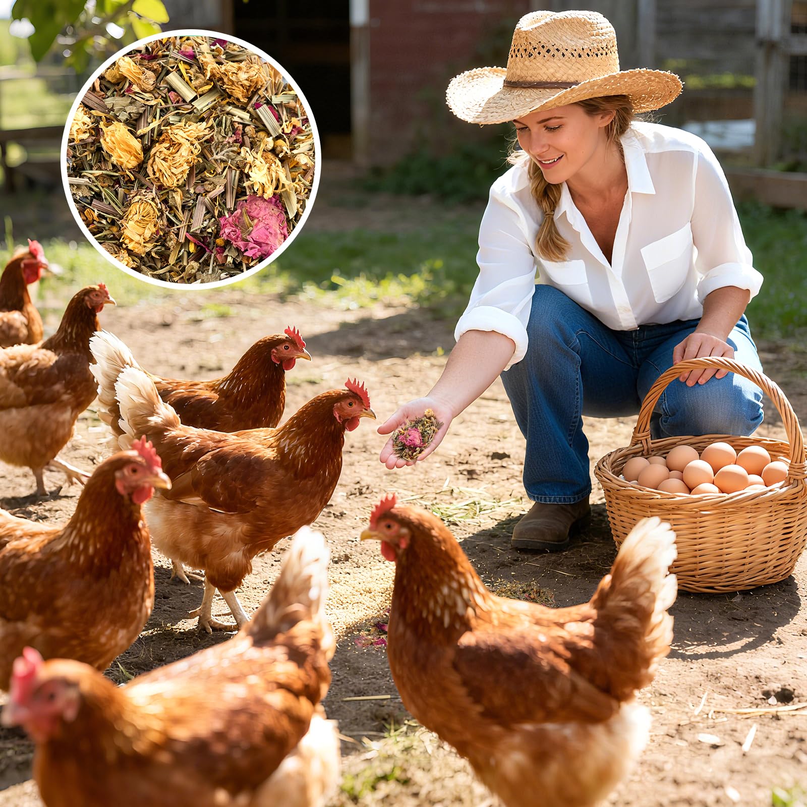 ARQRHTLY dust-bath-area-enhancement enhances coop enrichment with natural herbs.
